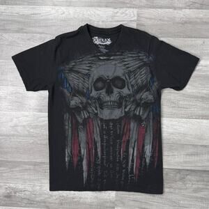 Skull Cyber Y2K Helix Graphic T-Shirt Small
